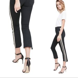 Mother Insider Crop Step Fray Guilty Racer Black with White Stripes